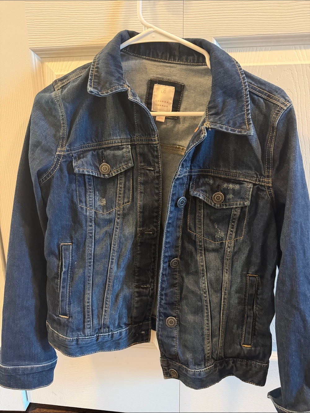 LC Lauren Conrad Denim Jacket in Dark Blue Wash
